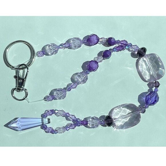 Beaded Suncatcher Rearview Mirror Ornament Purple Crystal Prism Car Charm - Picture 2 of 10